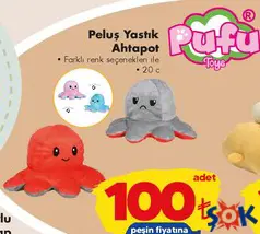 PUFU TOYS PELUŞ YASTIK AHTAPOT fiyat ve kampanya bilgisi